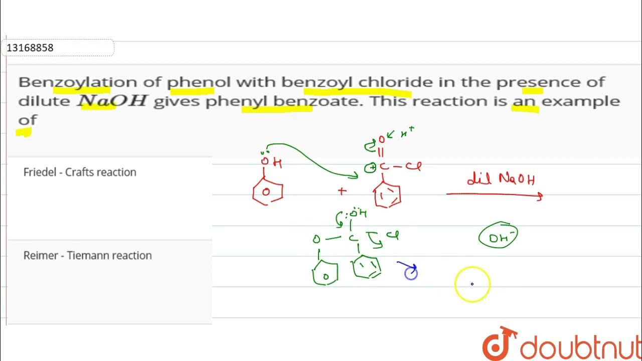 Benzoylation of phenol with benzoyl chloride in the presence of dilute