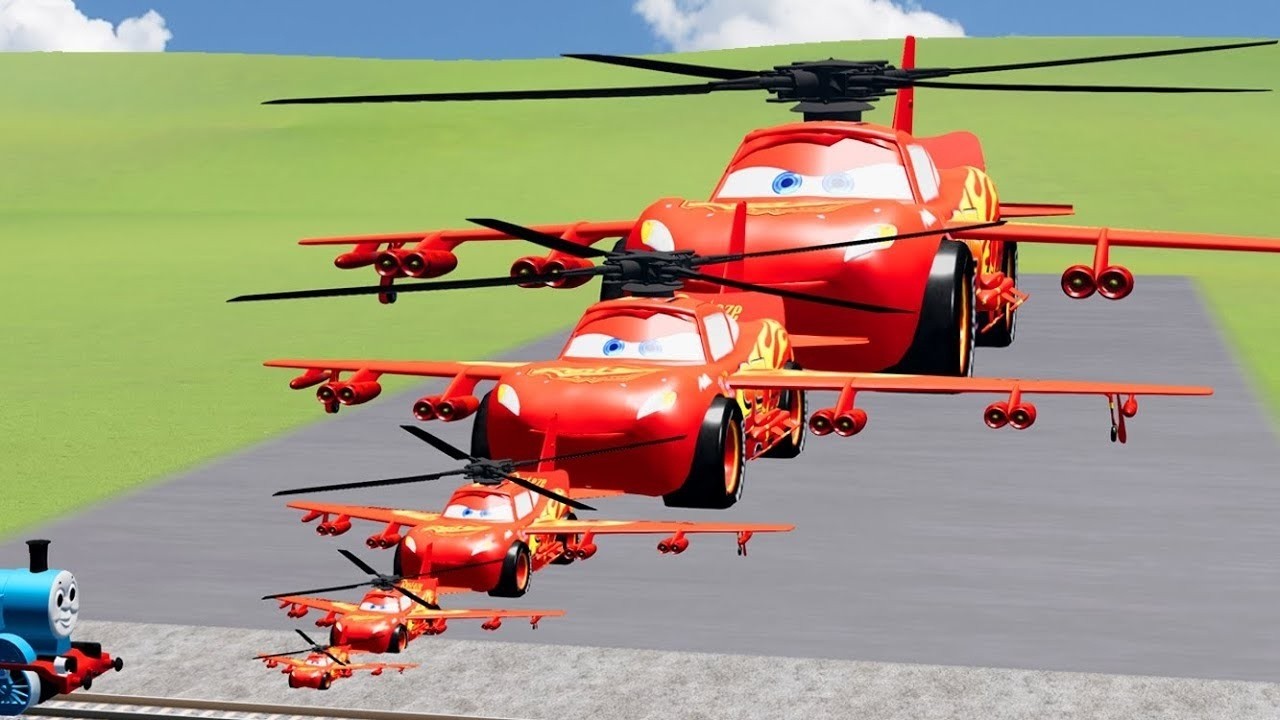 Big & Small Colors McQueen Bus VS Extreme Road💥