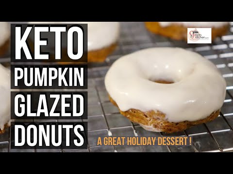 Keto Pumpkin Glazed Donuts #KetoRecipes #LowCarb #KetoHolidayRecipes #LowCarbHoliday