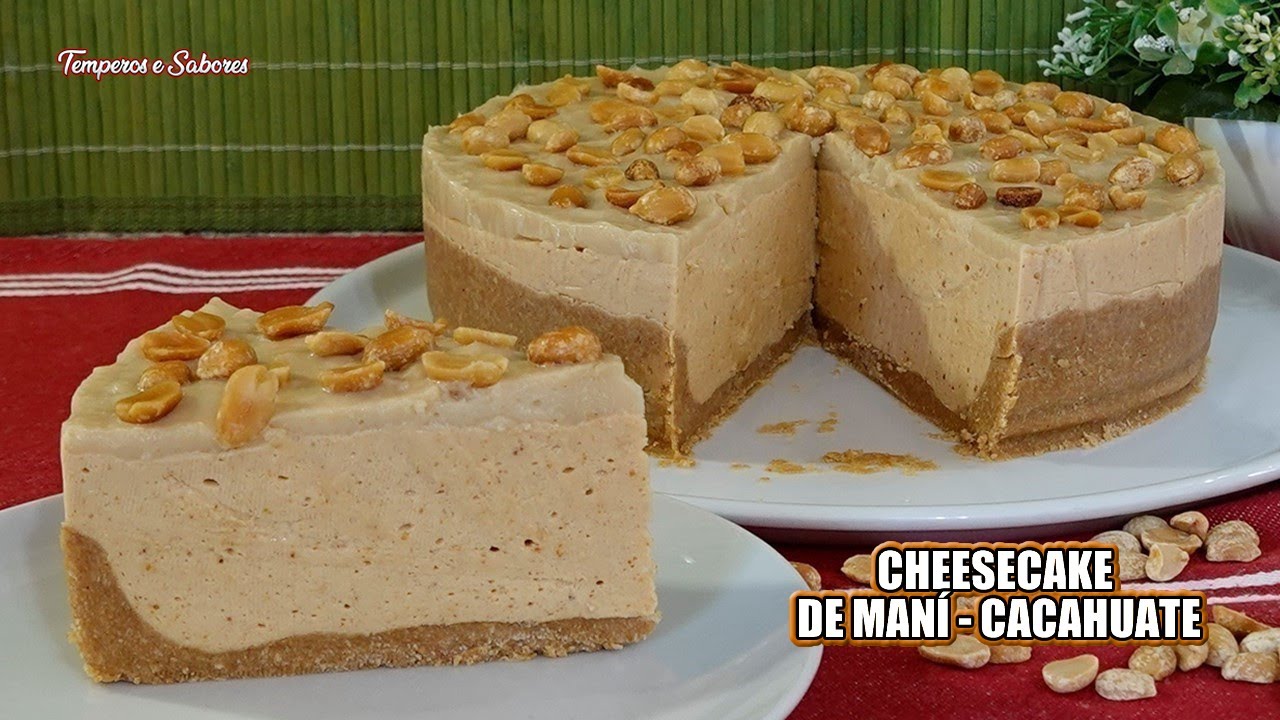 ⁣SUBLIME CHEESECAKE DE MANÍ CON COBERTURA DE LECHE CREMA ÚNICO Y DIVINO