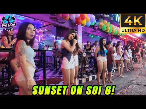 4K POV ● Tonight on Soi 6 Pattaya Crazy SUNSET Walks | Daily Thailand Night Tour