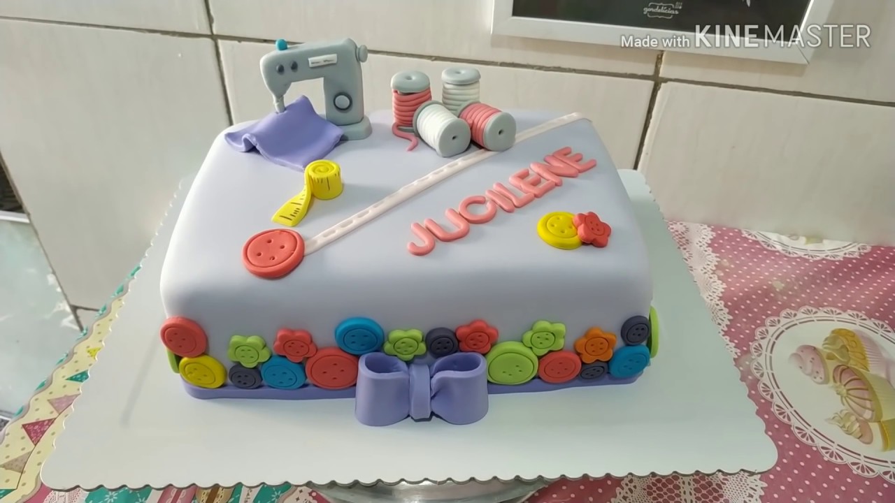 Bolo Pasta Americana Retangular Tema Costura YouTube