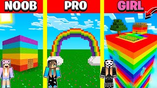 Minecraft Battle: RAINBOW SPECTRITE HOUSE BUILD CHALLENGE - NOOB vs PRO vs GIRL / Animation