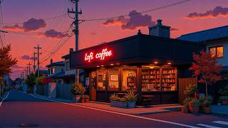 Quiet Autumn Street ☕ Cozy Sunset Coffee Shop Ambience for Study, Work 🌇 Lofi Hip Hop ~ Lofi Chill.