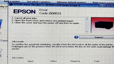 Epson l 3110 3115 3150 all  error 000031 peper jam light blink