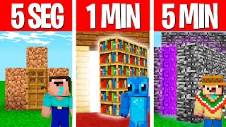 CONSTRUIMOS LA BASE MAS SECRETA de MINECRAFT 😱⏰ EN 5 SEGUNDOS VS 1 MINUTO VS 5 MINUTOS 😱 FLEXVEGA