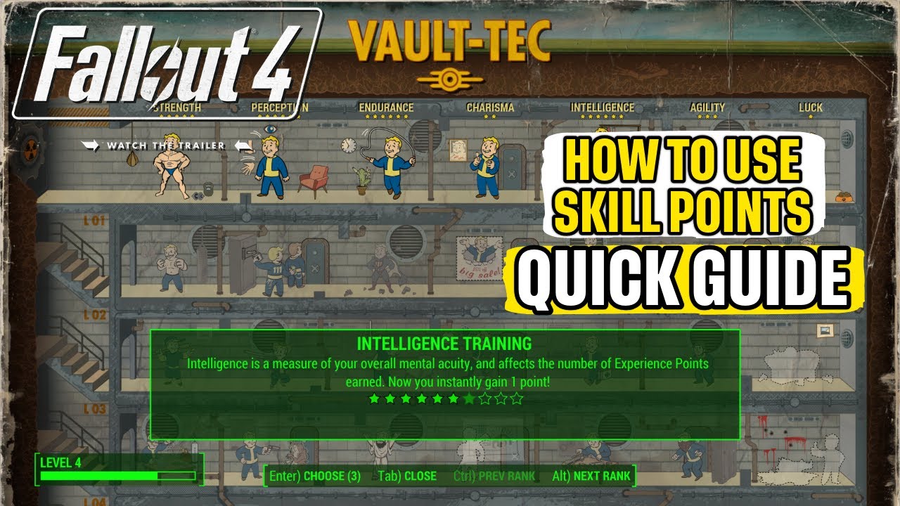 How to Level Up and Use Skill Points Fallout 4 Quick Guide - YouTube