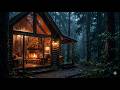 Rainy Night in a Cozy Forest Cabin with Fireplace Ambience for Deep Sleep and Ultimate Relaxation