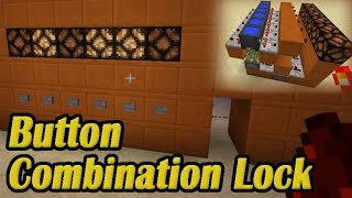 Minecraft - Simple Combination Lock With Buttons - Redstone Build Tutorial (Minecraft PC/Console)