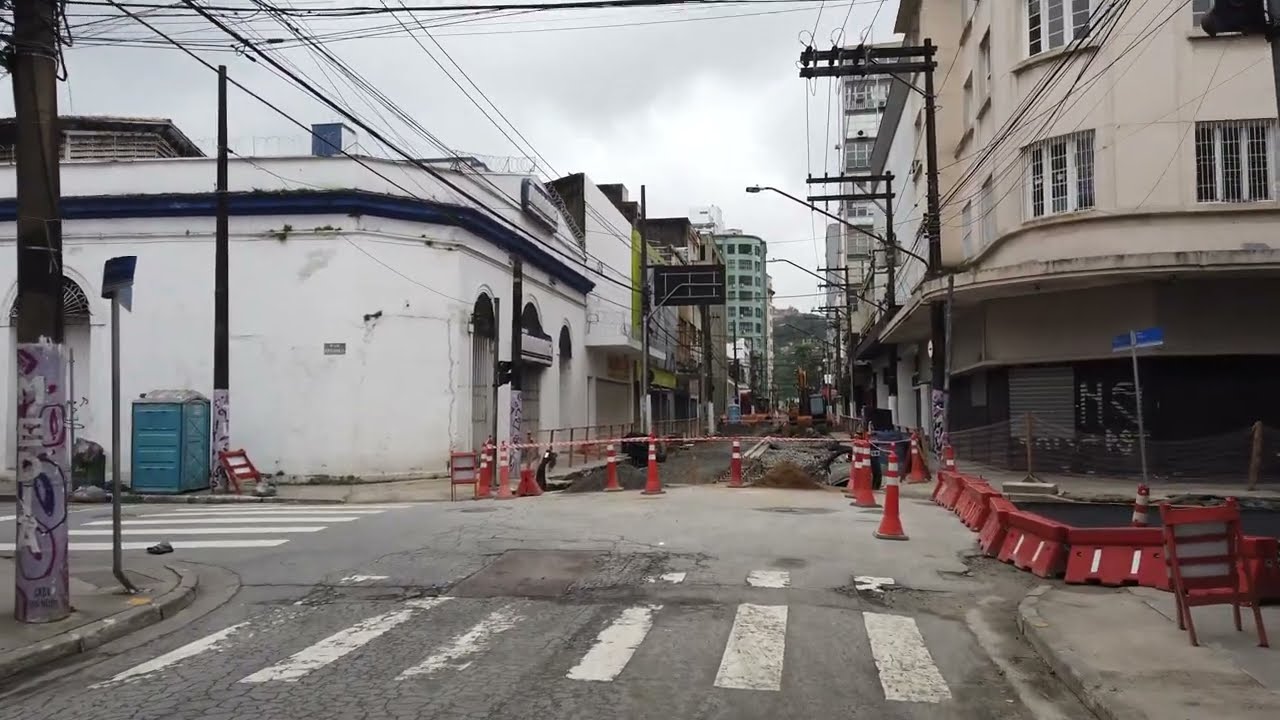 Rua Amador Bueno e as obras do VLT em Santos em 11/9/2022 - YouTube