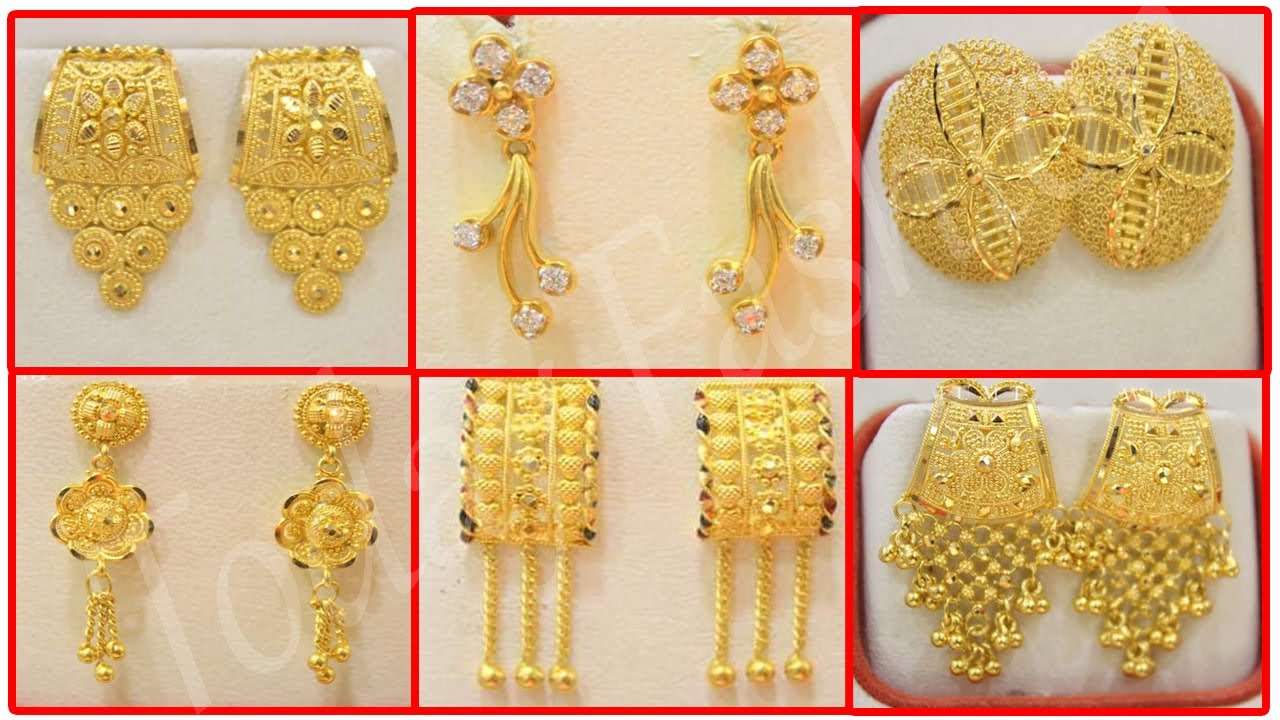 Latest Gold Jhumka Designs Without Weight | gold Earrings Jhumka ...