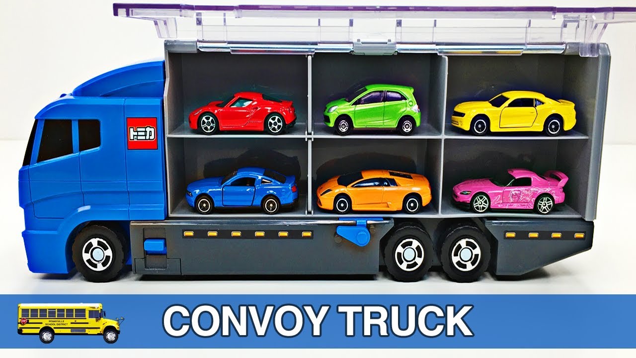 trucks skate Learning Colors with Tomica Convoy Truck, Hot Wheels, Disney Cars, Matchbox Die-Cast Toy Cars Trucks