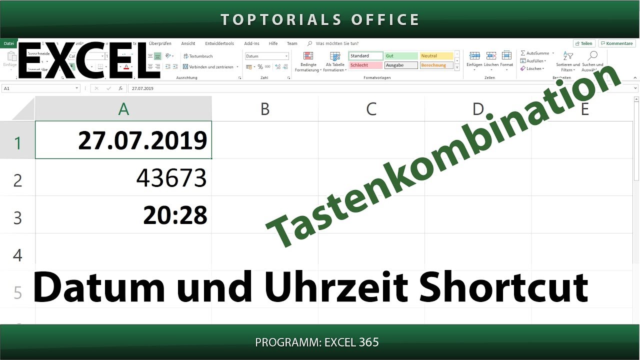 Datum Und Uhrzeit Tastenkombination Fur Excel Toptorials