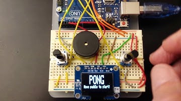 Arduino Pong clone using Adafruit monochrome 128x64 pixel OLED