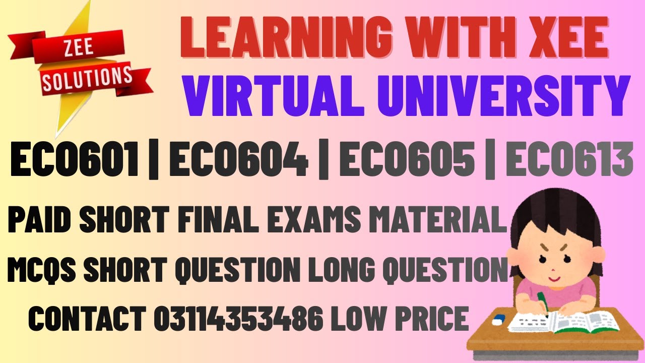 ECO601 | ECO604 | ECO605 | ECO613 Paid Short Final Exams Material Virtual University of Pakistan