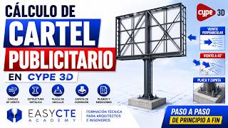 Calcula un cartel publicitario metálico en CYPE 3D | Poste, viento, placa y zapata screenshot 4
