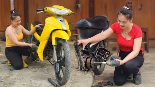 Repair and restore Yamaha Jupiter-v 110cc motorbike to help a farmer in the village