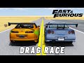 Toyota supra vs nissan skyline  fast and the furious edition drag race