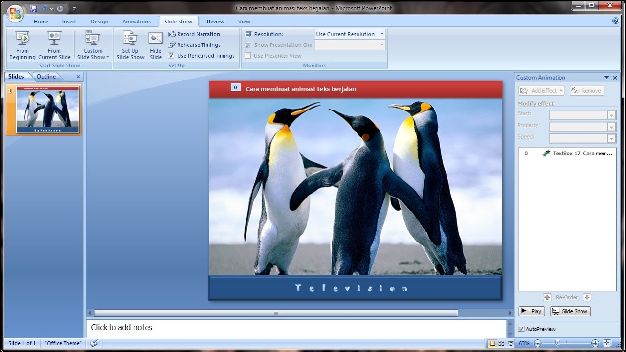 Tutorial powerpoint  2007  Cara  membuat  animasi  teks 