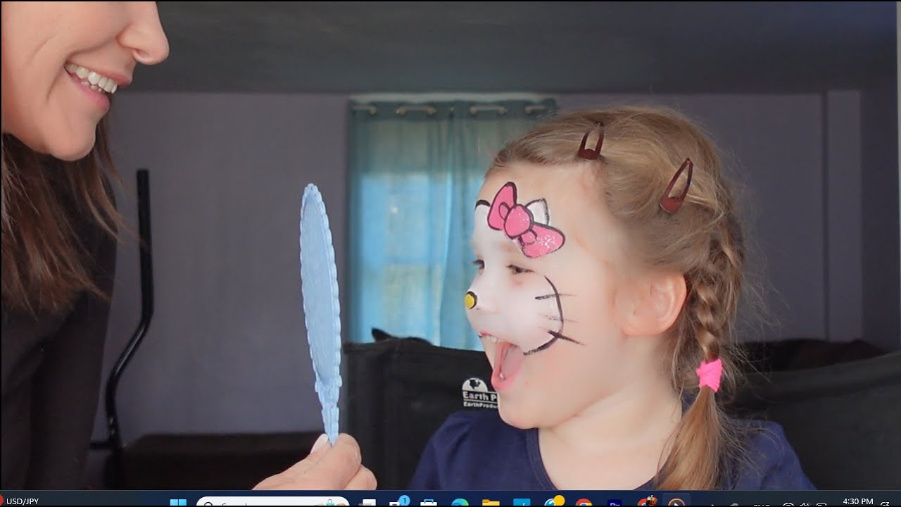 Hello Kitty Face Painting Tutorial And Rainbow Makeup