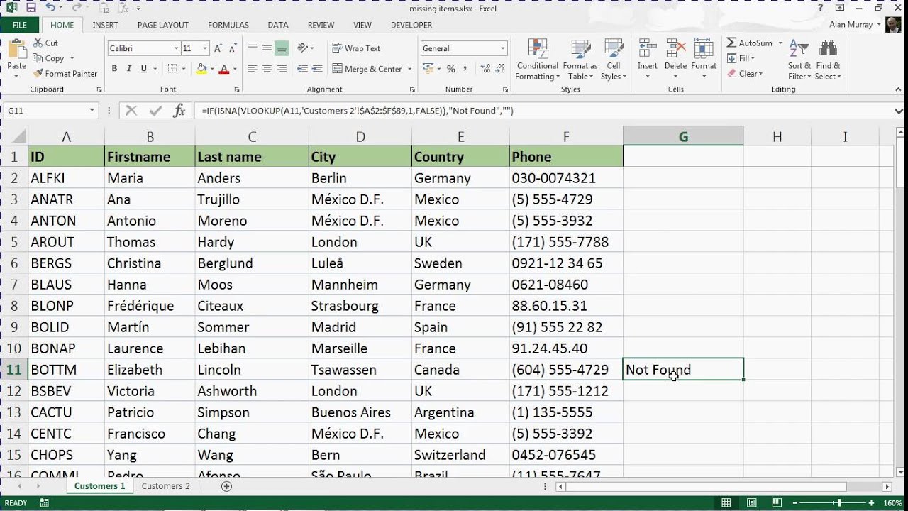 How to cross reference spreadsheet data using VLookup in Excel