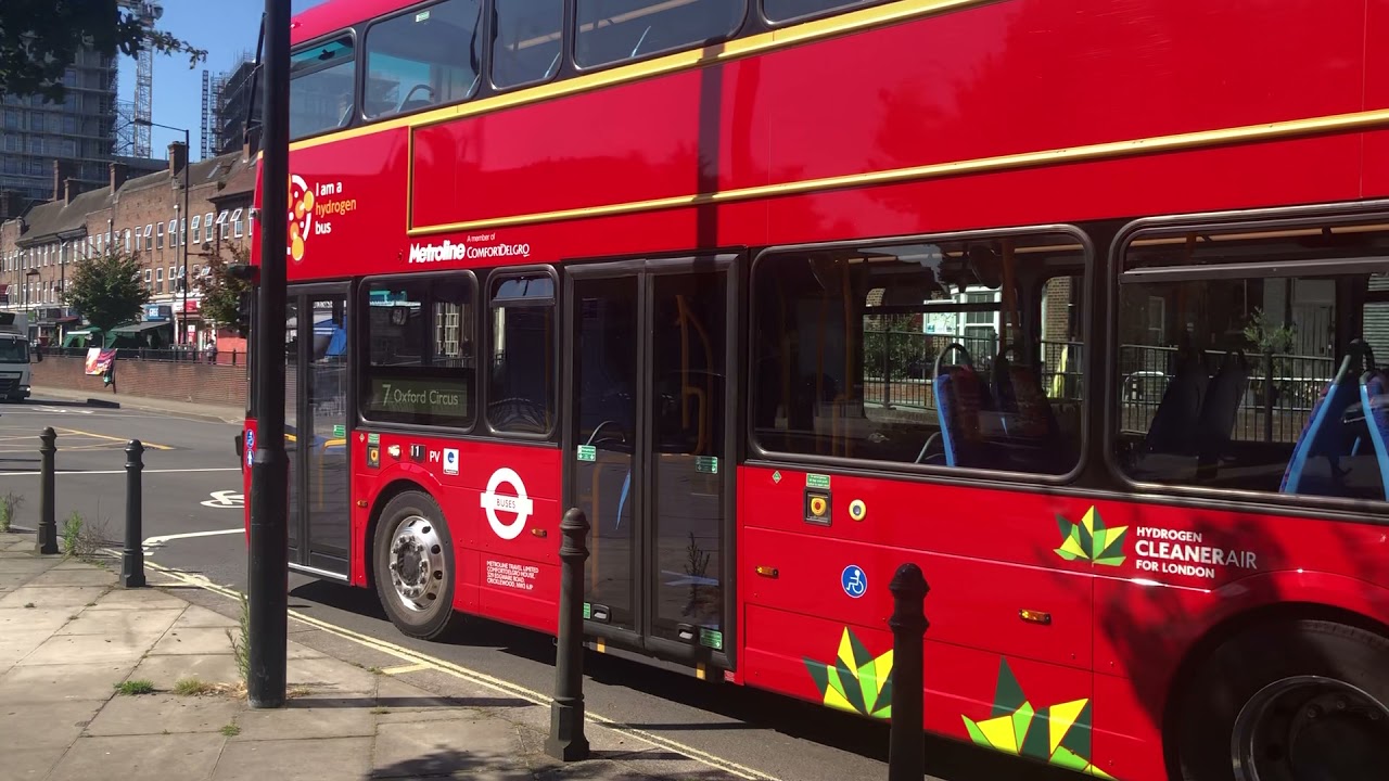 Route 7 at East Acton (LK70 AZO) Wright Streetdeck FCEV ( Metroline Travel ) (BRANDED)