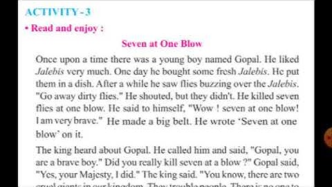 Std - 7 english unit -2  activity- 3 "seven at one blow".