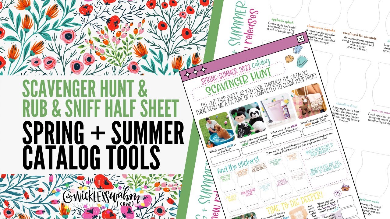 Spring & Summer 2022 - Scentsy Consultant Tools - Scavenger Hunt & Rub &  Sniff Sheets - YouTube