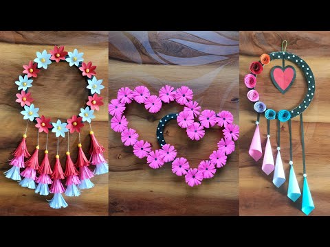3 Quick Easy Paper Wall Hanging Ideas / Heart Flower Wall decor / Cardboard Reuse /Room Decor DIY