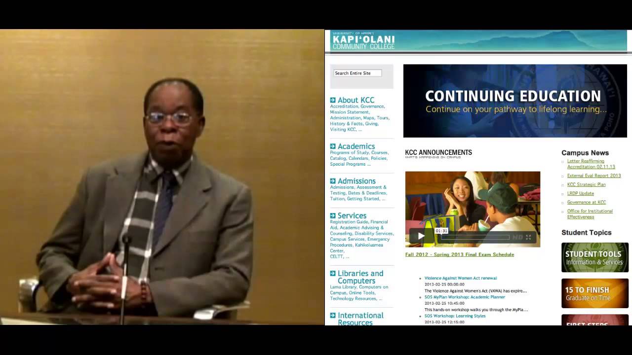 Dr. Leon Richards Kapiolani Community College Chancellor YouTube