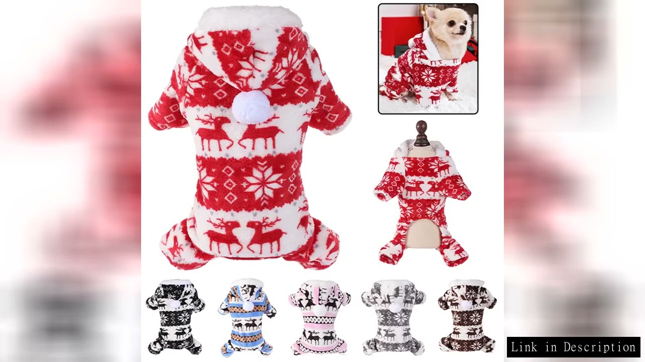 Winter Dog Christmas Jumpsuit Clothes Warm Plush Pet Pajamas for Small Medium Dogs Cats Overalls Pup