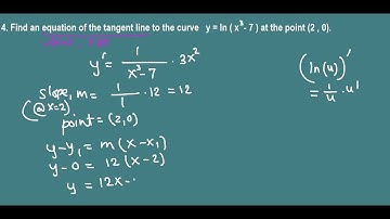 Equation of tangent line to a logarithmic curve