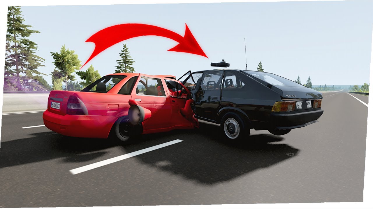 ВЛЕТАЮ В МАШИНЫ С ТУРБО ПРИОРЫ! СКОРОСТЬ 400 КМ/Ч! BeamNG.drive - YouTube