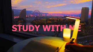 5-hour STUDY WITH ME📚🎡 / pomodoro (50/10) / ♪BGM / 🎹Calm Piano / Japan sun set🌆 / Focus music