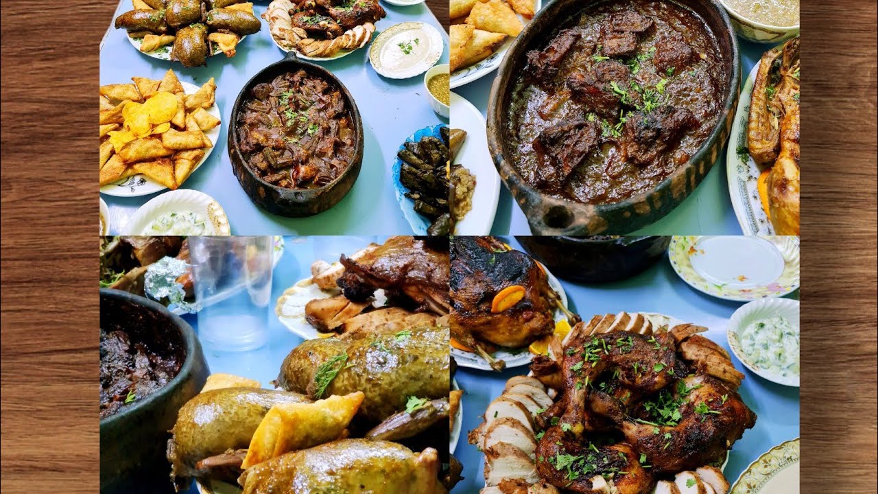 💥عزومة كبيرة بط حمام فراخ مشويه فراخ باردة كفتة محاشي طواجن اللحم بالبصل و بامية سمبوسة بالجبن واللح