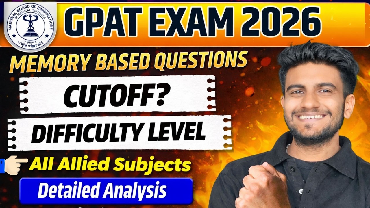 GPAT 2026 LIVE PAPER DISCUSSION COMPLETE ANALYSIS DIFFICLUT LEVEL CUTOFF MEMORY BASED QUESTION