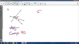 Ch  1 Solving for missing angles supp, comp, vert, adj, congruent