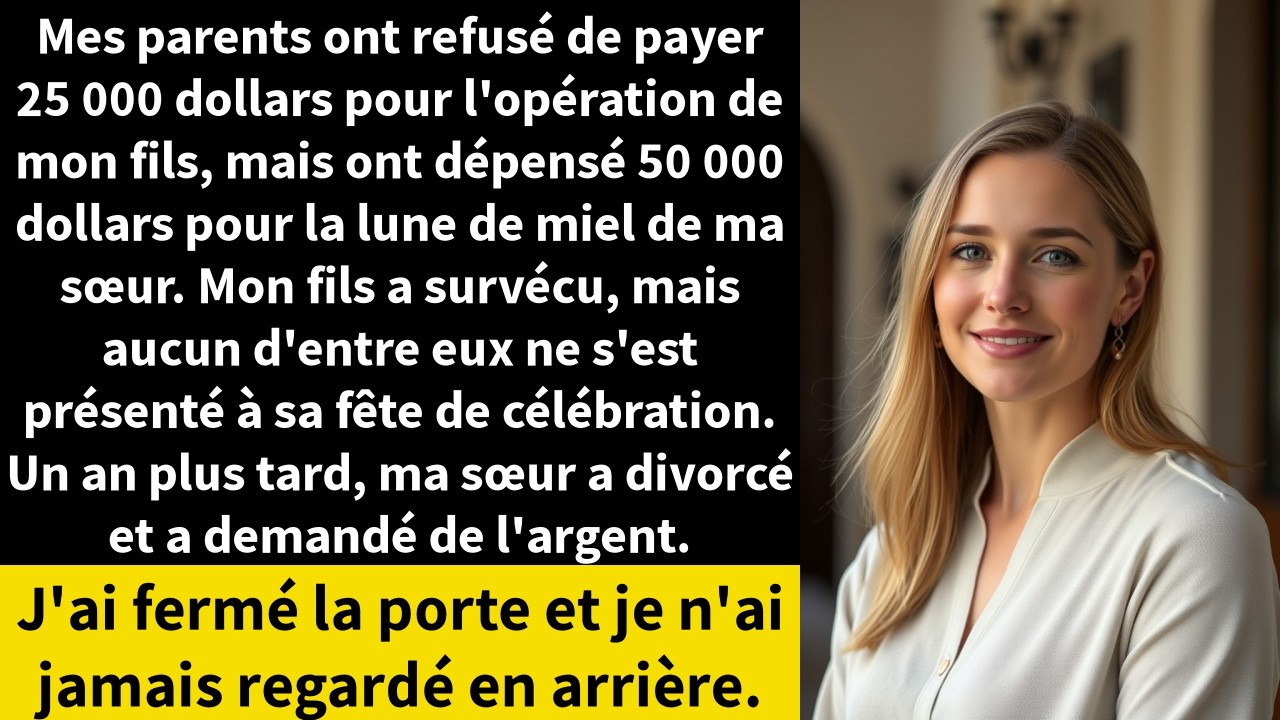Mes parents ont refusé de payer 25 000 dollars pour l'opération de mon fils, mais ont dépensé