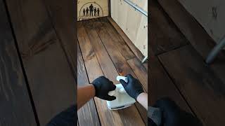 Hardwood floor sanding on 120 year old barn wood floors in Massachusetts #reclaimedwoodflooring
