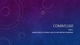 COMM1160, Week 5, Video 1, Intro to Reading Strategies