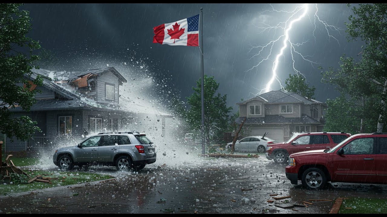 ⚠ Chaos in Alberta, Canada! Giant Hails & Destructive Storm Smash Homes & Cars in Brooks!