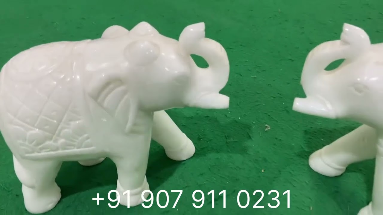 6 x 7” pure white marble, Elephant pair manufacturer and supplier