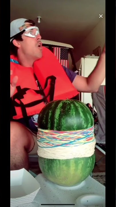 Watermelon EXPLOSION! Rubber bands wrapped around watermelon! #shorts
