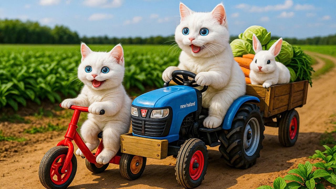 Mama Cat Trims Fur on the Farm and Makes Tiger Hat For Kittens At Home🐾🎩🐯