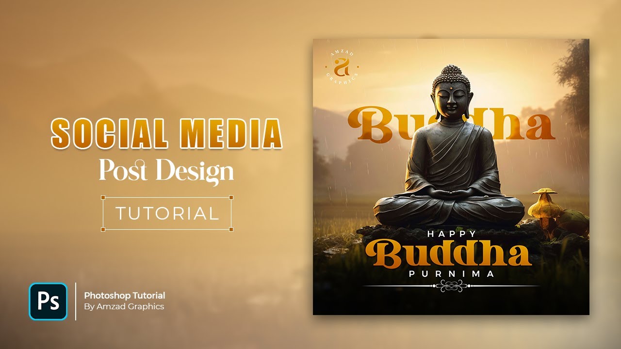 Buddha Purnima Social Media Post Design in Photoshop | Photoshop Tutorial