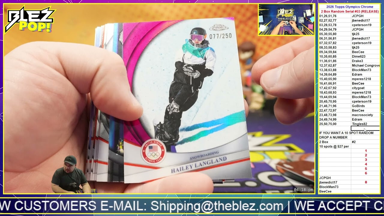 2026 Topps US Olympic Hopefuls 2 Box Random Serial #03 25 spot