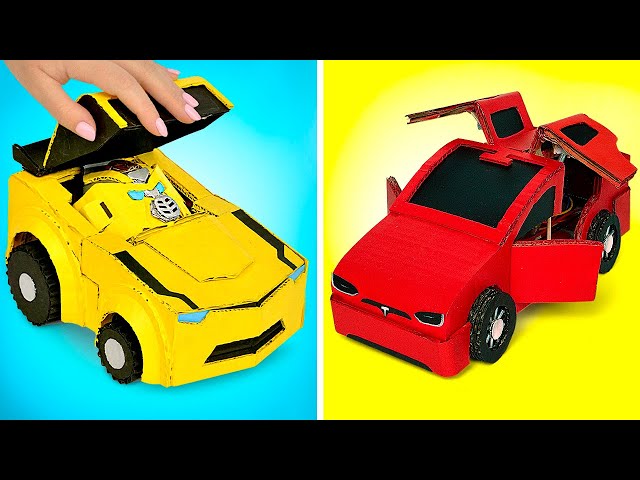 DIY Cardboard Transformers || Making Bumblebee And Tesla Transformers class=