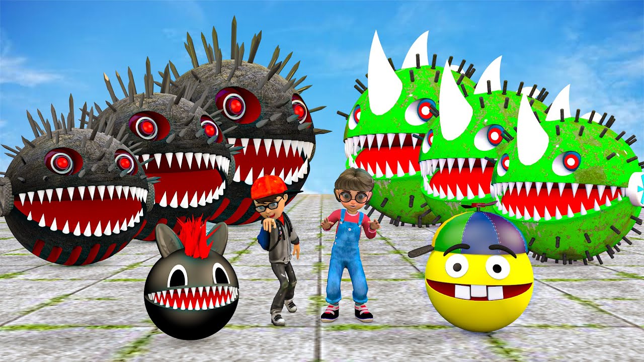 MS PACMAN & NEW RED PACMAN VS TWO YELLOW MONSTER PACMAN FIGHTING IN POKEMON 