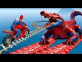 SPIDER MAN On Motorcycle In Bridge Vs CROCODILE Stunt Ride Superheroes GTA 5 