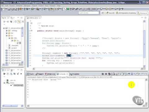 VTC Player   Advanced Java Programming Java SE 7, Searching   Sorting Arrays Primitives   Objects